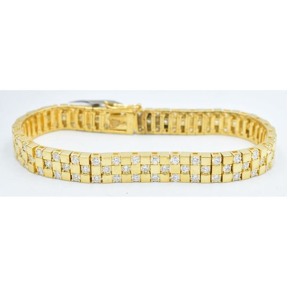 White Sapphire Bracelet .925 Sterling Silver -Yellow Gold...